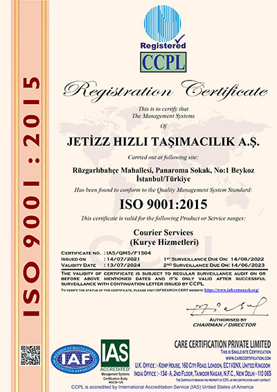 Jetizz ISO 9001 Belgesi